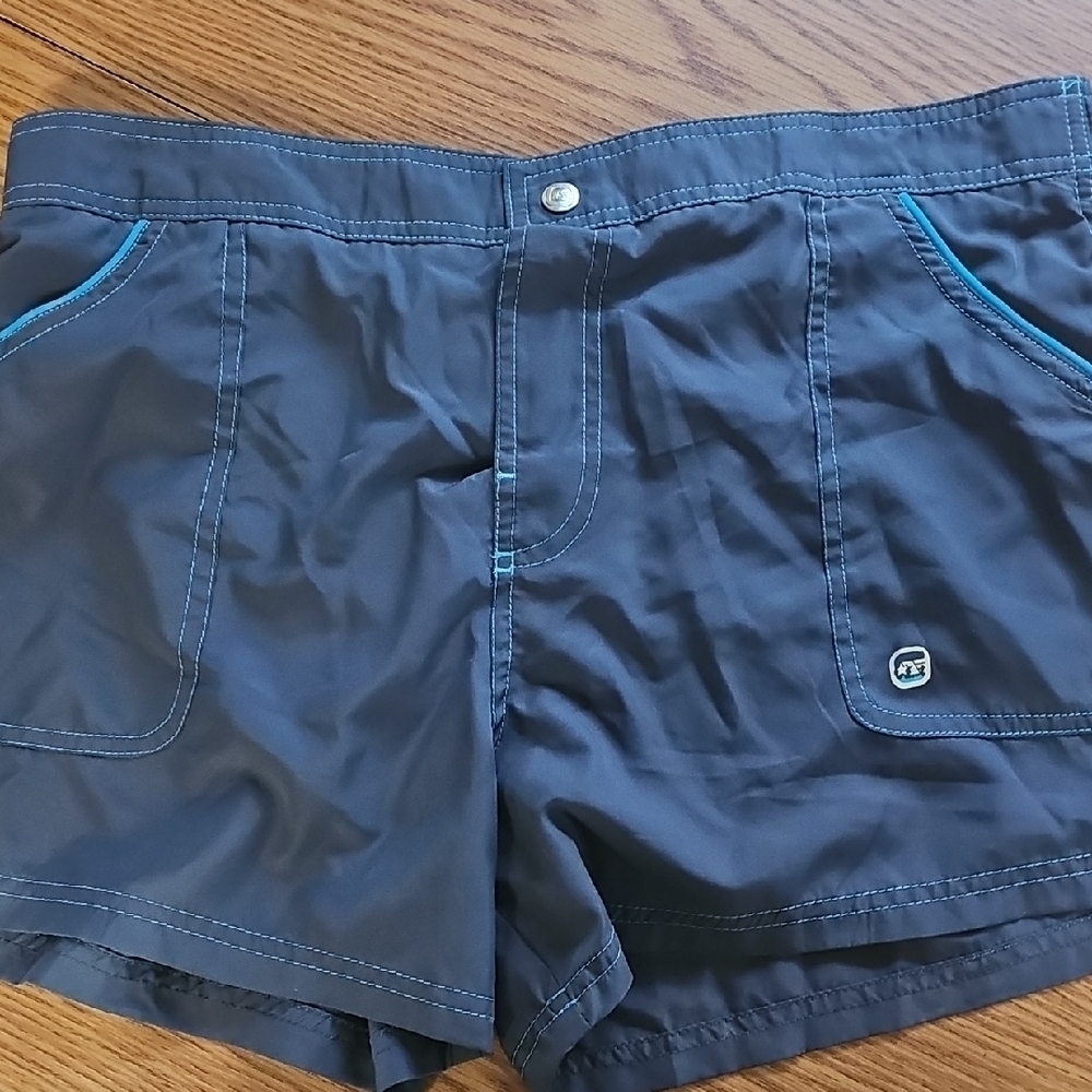 Free Country Women's Dark Gray & Teal Swim Shorts Size XL